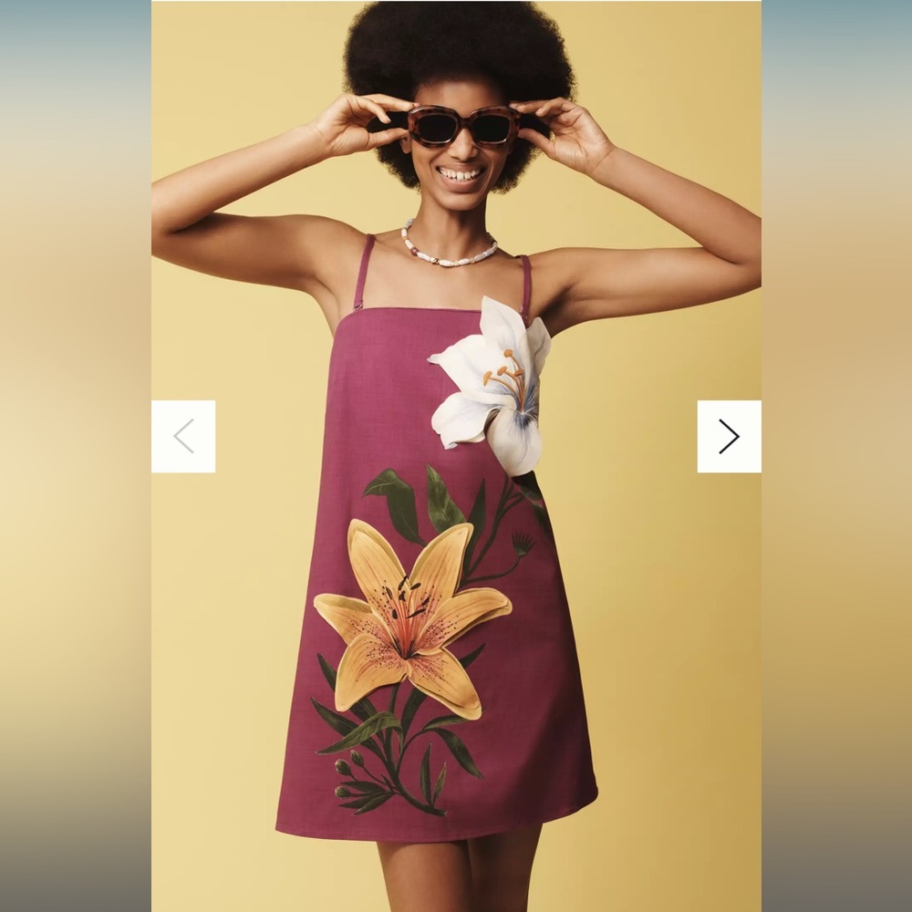 FARM Rio Purple Dress with Yellow Floral Design
